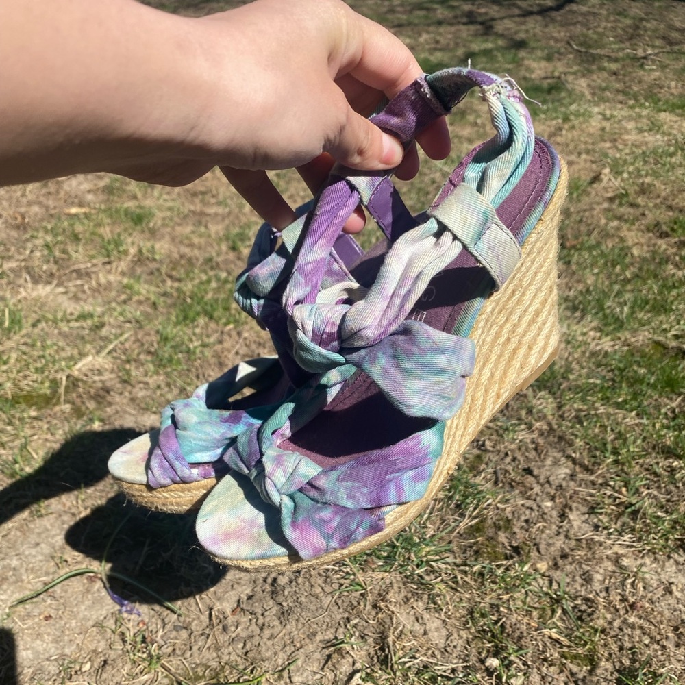 Tie-Dye Wedge Woven Sandals Bohemian Summer Spring Pastel
